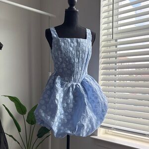 Storia Light Blue Textured Mini Dress